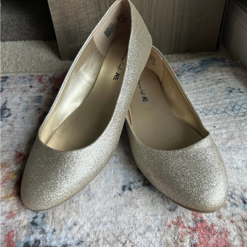 American Eagle Outfitters Glittery Silver Flats
